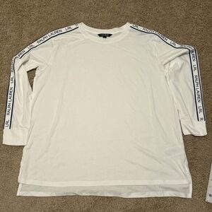 Ralph Lauren White Long Sleeve Tee with Navy Accents